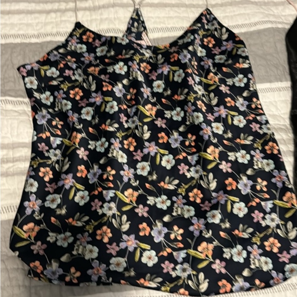 NWT Victoria’s Secret satiny Sleep Racerback Tank and shorts floral PJ M